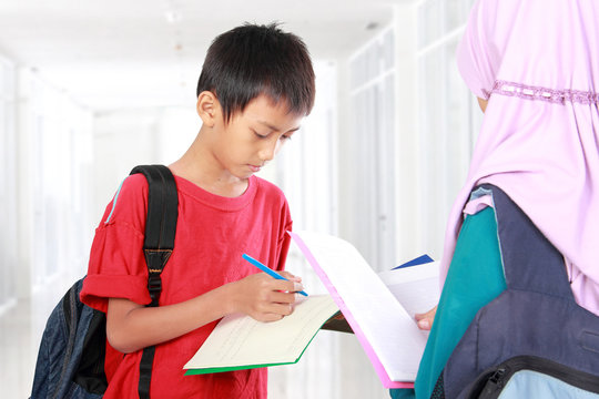 Two student studying in school