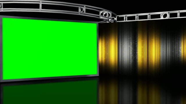 Virtual Studio Background with green screen Wall