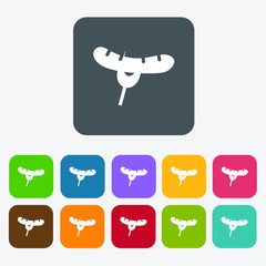 Sausage icons set. Rectangle colourful 12 buttons. Vector