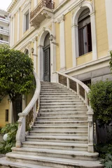 No drill light filtering roller blinds Stairs outside marble staircase in a neoclassical building of Greece 