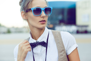 Closeup of trendy girl face