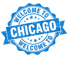 welcome to Chicago blue vintage isolated seal