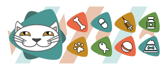 veterinary icons depicting cat