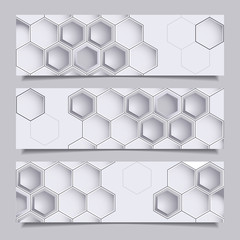Horizontal banners with hexagons