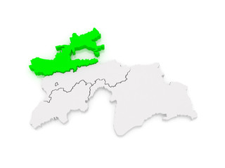 Map of Sughd region. Tajikistan.
