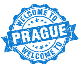 welcome to Prague blue vintage isolated seal