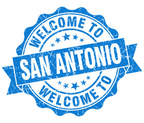 Fototapeta premium welcome to San Antonio blue vintage isolated seal