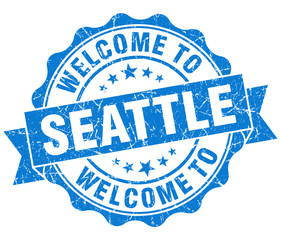 Fototapeta premium welcome to Seattle blue vintage isolated seal