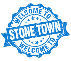 Obraz premium welcome to Stone Town blue vintage isolated seal