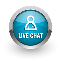 live chat blue glossy web icon