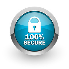 secure blue glossy web icon