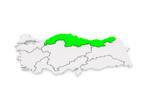 Map of The Black Sea region. Turkey.