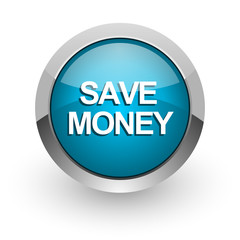 save money blue glossy web icon