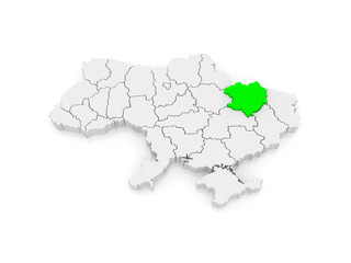 Map of Kharkov region. Ukraine.