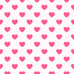 Seamless geometric pattern with hearts. Vector illustration