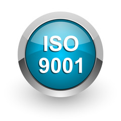 iso 9001 blue glossy web icon