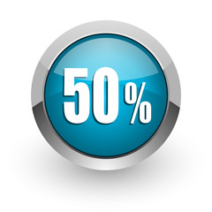 50 percent blue glossy web icon