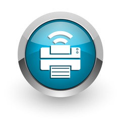 printer blue glossy web icon