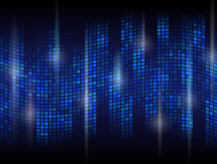 Abstract dark background with undulating mosaic, flare effects