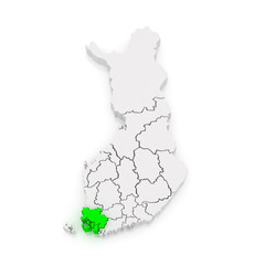Map of Varsinais-Suomi. Finland. © Tatiana