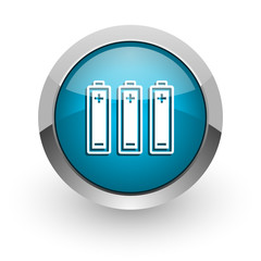 battery blue glossy web icon
