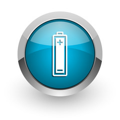 Fototapeta premium battery blue glossy web icon