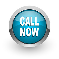 call now blue glossy web icon