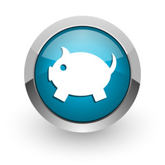 piggy bank blue glossy web icon