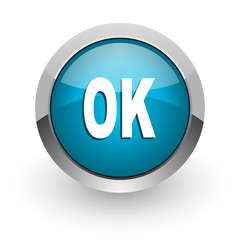ok blue glossy web icon