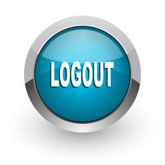 logout blue glossy web icon