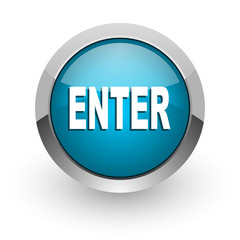 enter blue glossy web icon