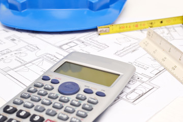 Helmet and tools for construction drawings