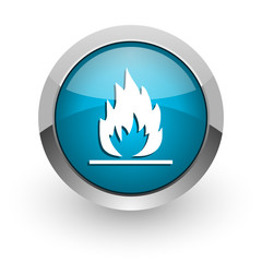 flame blue glossy web icon