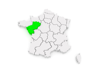 Map of Pays de la Loire. France.