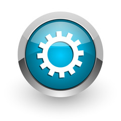 gear blue glossy web icon
