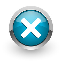 cancel blue glossy web icon
