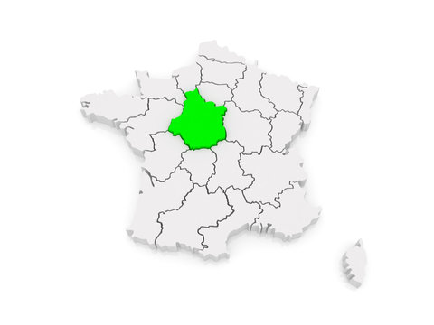 Map of Centre (French region). France.