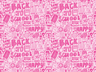 doodle back to school seamless pattern