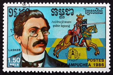 Postage stamp Cambodia 1986 Emanuel Lasker, Chess Champion