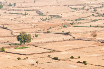 Naklejka premium acres in india rajasthan seen from a mountain top