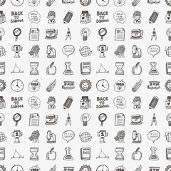 doodle back to school seamless pattern