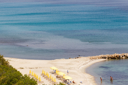 Kallithea sunny beach and summer resort at Kassandra of Halkidik