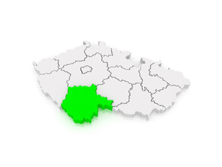 Map of South Bohemian Region. Czech Republic.
