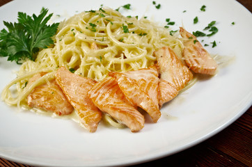 fettuccini pasta with salmon