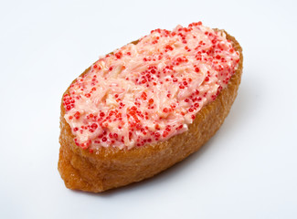 inari sushi with caviar and roe tobiko