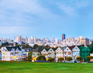 San Francisco cityscape as seen from Alamo square park