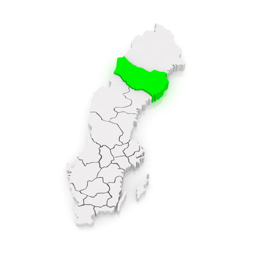 Map of Vasterbotten. Sweden.