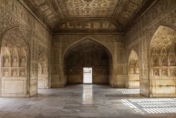 Foto op Plexiglas Gedetailleerde kunst in Agra Fort India © pcalapre