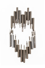 Set of changable nozzels to use with a screwdriver arrange in he