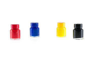 Bottles of ink in cmyk colors